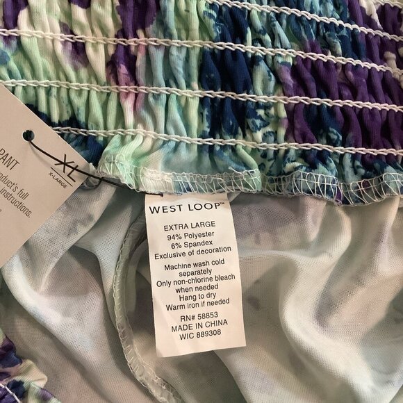 West Loop Size X-Large Tye Die Wide Leg Palazzo Pants Beachwear. New - Picture 5 of 5
